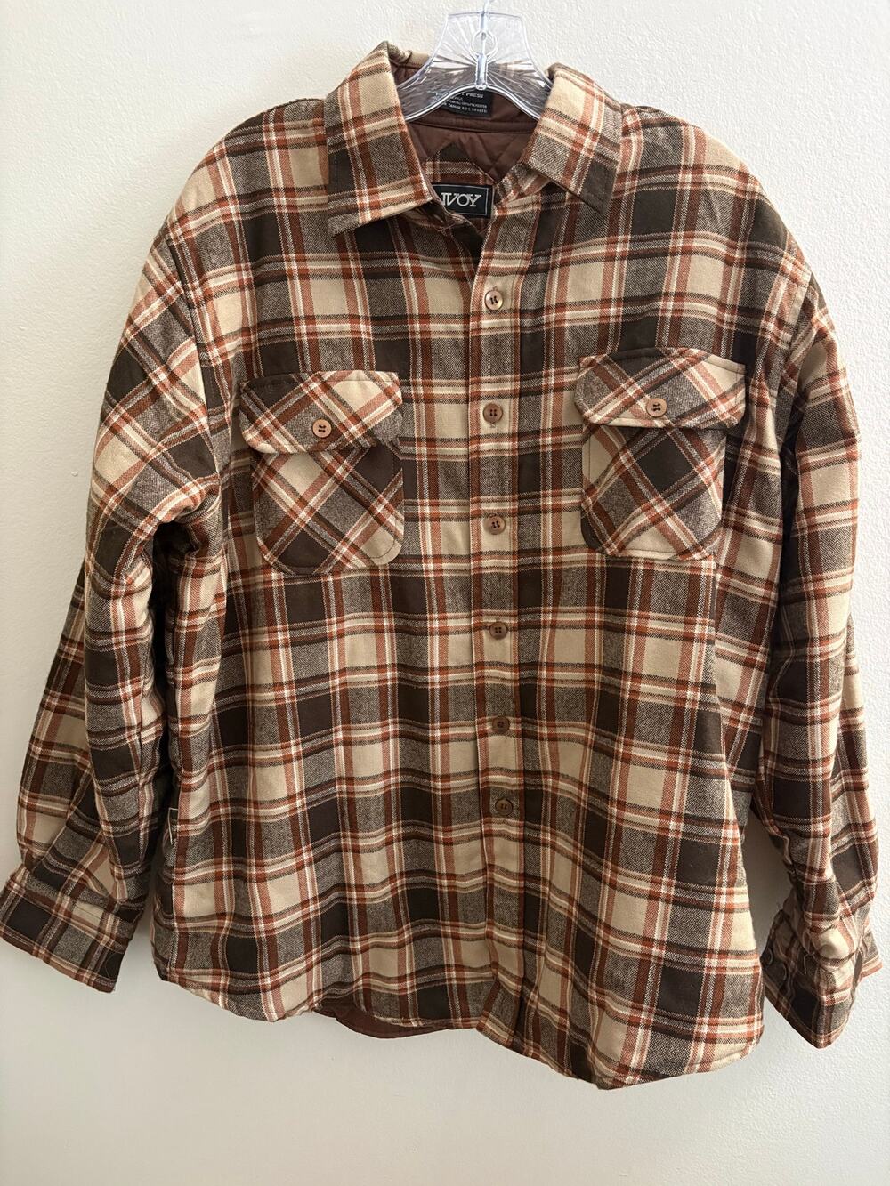 Vintage Envoy Mens quilted plaid flannel shirts and shirt jacket Size L
